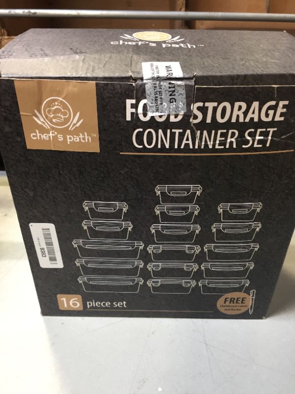 Photo 5 of 32 Piece Food Storage Containers Set with Easy Snap Lids (16 Lids + 16 Containers) - Airtight Plastic Containers for Pantry & Kitchen Organization - BPA-Free Food Containers with Free Labels & Marker