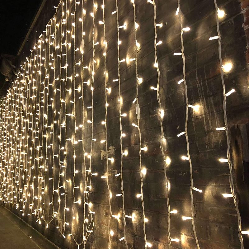 Photo 1 of 300 LED Christmas Curtain String Lights for Wedding Party Home Garden Bedroom Outdoor Indoor Wall Decorationsb 