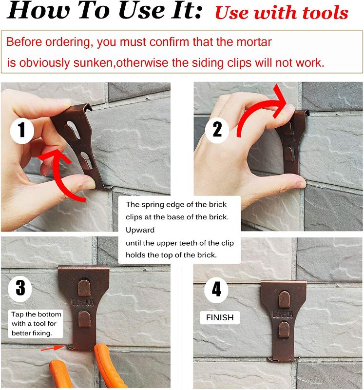 Photo 3 of EONHUA Brick Hook Clips for Hanging- Brick Wall Clips for Hanging,Steel Hooks Brick Lights Wreaths Pictures Hanger Fits Brick 2 1/4 to 2 3/8 in Height 4PCS(Fits Brick 2 1/4 to 2 3/8)