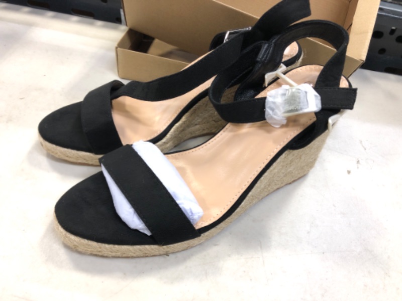 Photo 2 of 9----BayQ Women's Espadrilles Platform Wedges Sandals Ankle Buckle Strap Open Toe Summer Dress Shoes 9 Black