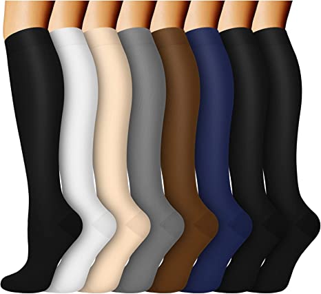 Photo 1 of ACTINPUT Compression Socks for Women & Men Circulation 8 Pairs 15-20mmHg-Best support for Nurse,Medical,Running,Athletic 01- Black Small-Medium