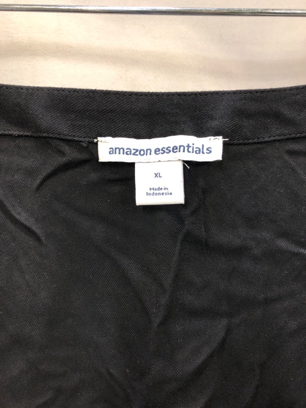 Photo 3 of Amazon Essentials Women's Short-Sleeve MIDI Button Front Tie Dress, Black, X-Large
