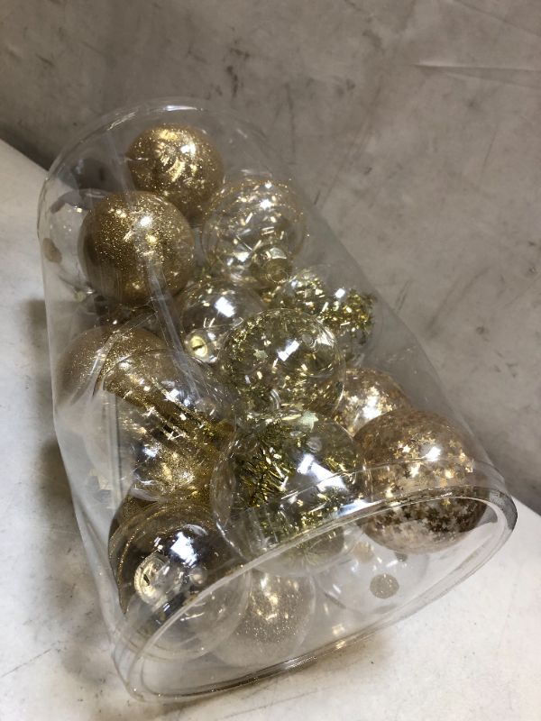 Photo 2 of 25PCS-2.63(67MM) Christmas PET Ball Ornaments Set,Clear Plastic Shatterproof Xmas Tree Ball,Hanging Christmas Home Decorations for Holiday Wedding Xmas Party Decoration (Gold)