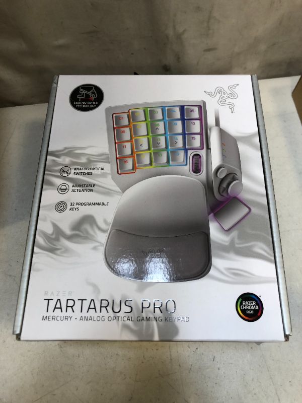 Photo 2 of Razer Tartarus Pro Gaming Keypad: Analog-Optical Key Switches - 32 Programmable Keys - Customizable Chroma RGB Lighting - Programmable Macros - Variable Key Press Pressure Sensitivity - Mercury White
