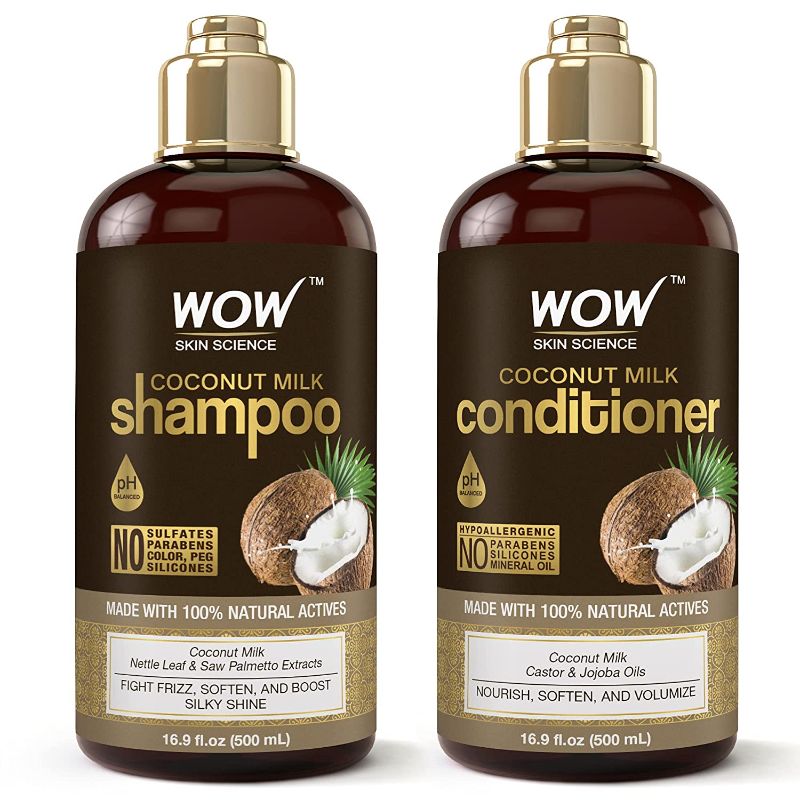 Photo 1 of WOW Skin Science Coconut Milk Shampoo and Conditioner Set - Coconut Shampoo & Coconut Conditioner Set - Shampoo Conditioner Set Paraben Sulfate Free - Shampoo & Conditioner Set for Curly Hair
