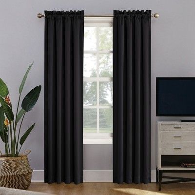 Photo 1 of 52x95in 1 Panel --Oslo Theater Grade Extreme Blackout Rod Pocket Curtain Panel Black - Sun Zero