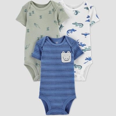 Photo 1 of 18M---Baby Boys' 3pk Gator Bodysuit - Just One You made by carter's White/Blue  
