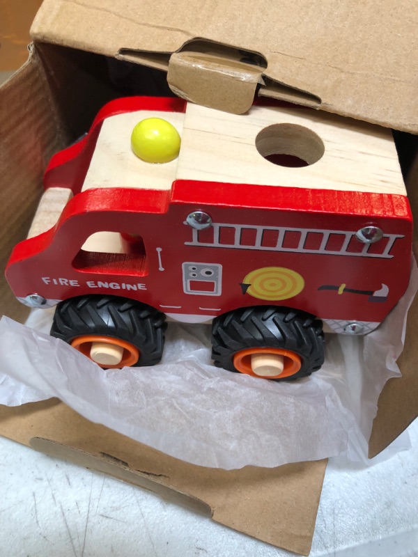 Photo 1 of  Wooden 2-Piece Rescue Vehicle Play Set, Toy Ambulance and Fire Truck Cars, Gift for Ages