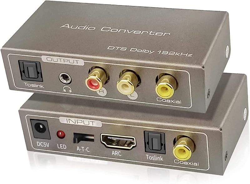 Photo 1 of  192KHz Multi Function Audio Converter, Tohilkel HDMI ARC or Toslink (Optical,SPDIF) or Coaxial to 3.5 mm Jack Stereo R/L Toslink (Optical,SPDIF) Coaxial, Support Multi Ports Output Simultaneously(ONLY 1)