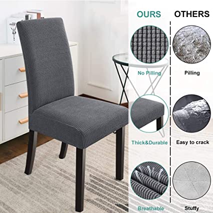 Photo 1 of Yikko Dining Room Chair Cover, Elastic Stretch Chair Slipcovers Super Fit Anti-dust Desk Seat Cover Spandex Removable Washable Kitchen Chair Protective Cover Applicable Seat Size 15-20 Inches (Grey)