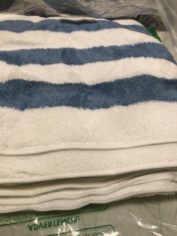 Photo 1 of AMAZON BASIC BLUE AND WHITE STRIPE TOWELS 30X60 2 PC