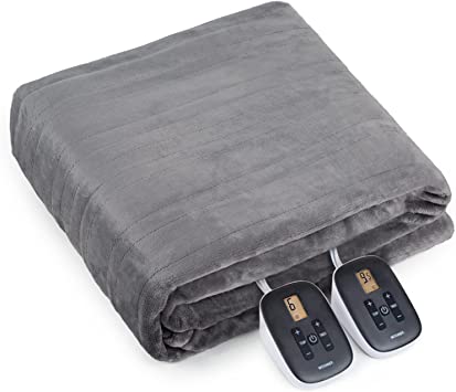 Photo 2 of ] Heated Blanket King Size Electric Blanket 90"x 100", Soft Flannel Fast Heating, 10 Heating Levels & 0.5-12H Auto Off, Dual Control, Over-Heat Protection, ETL Certification