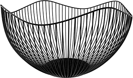 Photo 1 of 2 PACK Wire Fruit Basket Black Fruit Bowl for Kitchen Counter Wave Fruit Basket Serving Bowl Wire Fruit Dish for Fruits and Veggies

