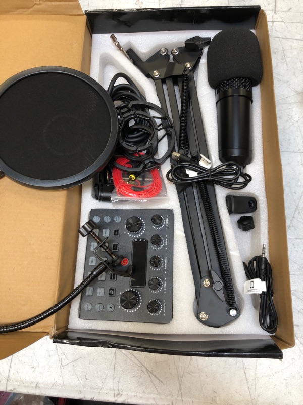 Photo 2 of Podcast Equipment Bundle,Audio Interface with All-In-One DJ Mixer Microphone, Perfect for Recording,Live Streaming