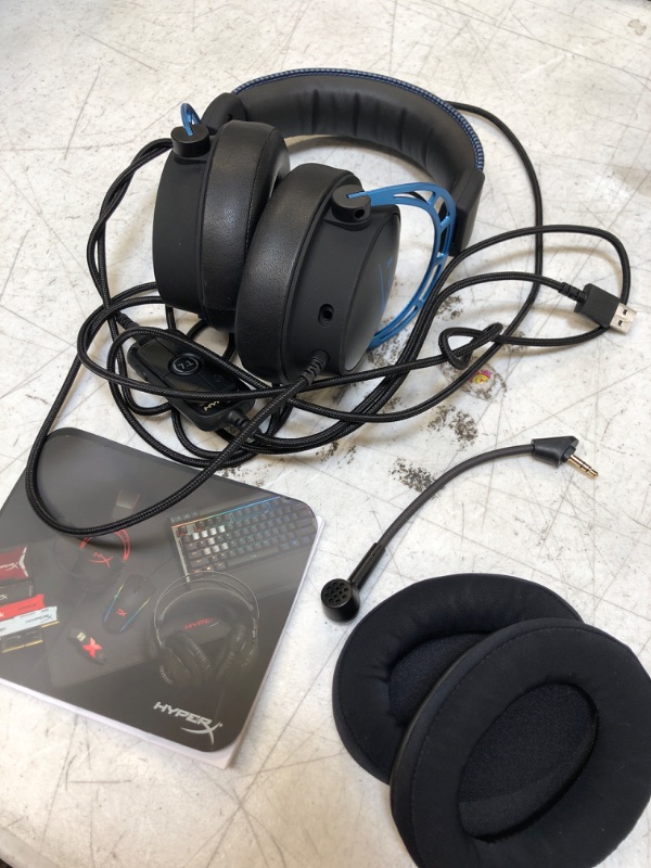 Photo 2 of HyperX Cloud Alpha S - PC Gaming Headset, 7.1 Surround Sound, Adjustable Bass, Dual Chamber Drivers, Chat Mixer, Breathable Leatherette, Memory Foam, and Noise Cancelling Microphone - Blue