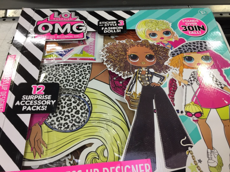 Photo 2 of LOL Surprise OMG Surprise Dress Up Designer Kit by Horizon Group USA, Mix & Match Stickers & Gemstones to Create Trendy Looks on 3 Life-Sized Dolls. Includes 12 Surprise Accessory Packs & More Jumbo Dress Up Dolls