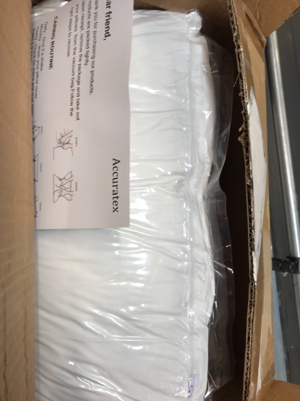 Photo 2 of ACCURATEX Premium Bed Pillow King Size , Shredded Memory Foam Pillow Hybrid with Fluffy Down Alternative Fill Removable Cotton Cover, Adjustable Firm Pillow for Side,Back,Stomach Sleepers White King (ONLY ONE)