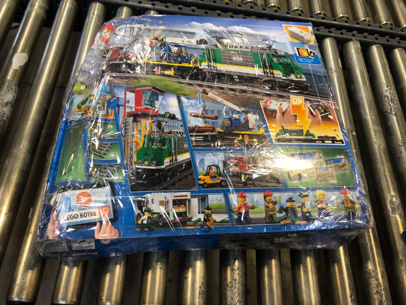 Photo 6 of LEGO City 60198  Cargo Train Remote Control Train Building Set with Tracks (1226 Pieces) - BOX IS MAJORLY DAMAGED - OPEN BOX - APPEARS TO BE MISSING 1 Track Plastic (RC Train) Curved - MISSING A FEW OTHER PIECES AS WELL