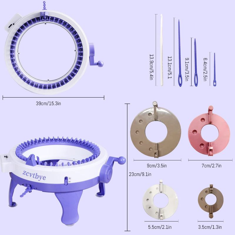 Photo 1 of Zcvtbye Knitting Machine,48 Needles Knitting Machines with Row Counter and Pompom Maker, Smart Weaving Round Loom,D ouble Knit Loom Machine Kit, DIY Knit Scarf Hat Sock