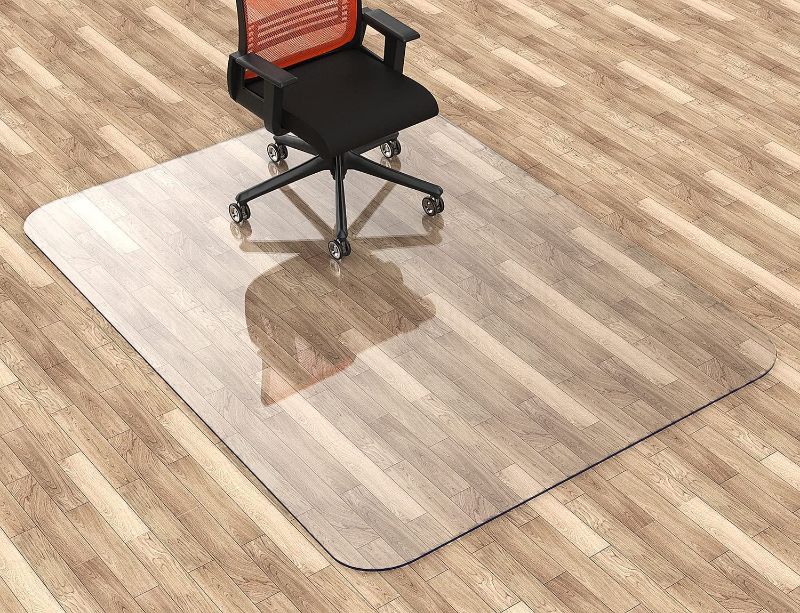 Photo 1 of 100pointONE Crystal Clear Chair Mat for Hardwood Floor, 48'' x 40'' Anti-Slip Floor Protector Mat for Hard Floors, Easy Glide Computer Chair Mat for Office, Work, Home (40'' x 48'' Rectangle)
