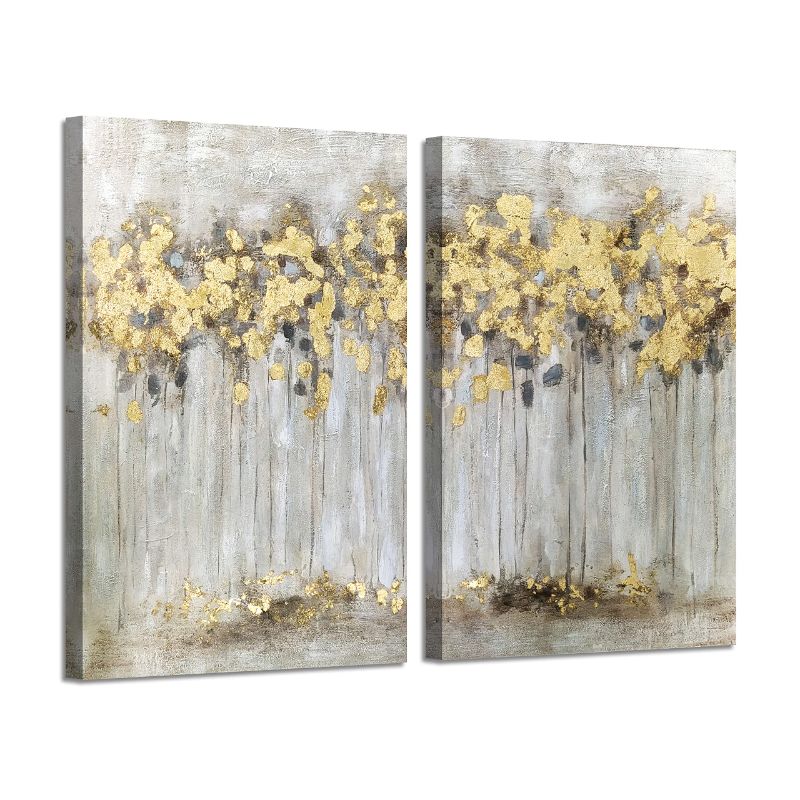 Photo 2 of ARTISTIC PATH Fall Tree Canvas Picture Artwork: Abstract Forest Wall Art Painting on Canvas for Bedroom 24" W x 36" 