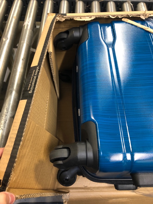 Photo 2 of Coolife Luggage Expandable(only 28") Suitcase PC+ABS Spinner Built-In TSA lock 20in 24in 28in Carry on Caribbean Blue. S(20in_carry on) SLIGHT DUST ON WHEELS BUT LOOKS NEW 