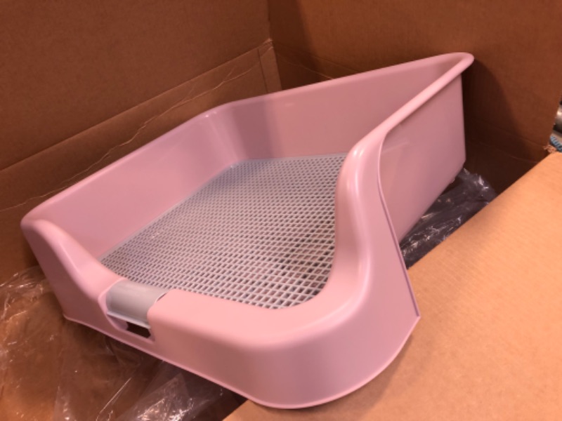 Photo 2 of [PS Korea] Indoor Dog Potty Tray – with Protection Wall Every Side for No Leak, Spill, Accident - Keep Paws Dry and Floors Clean (Pink)
