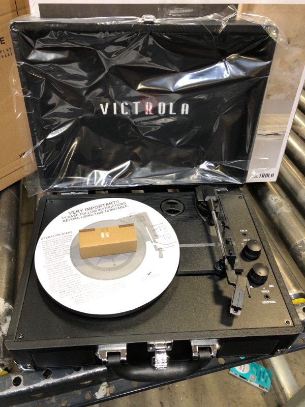Photo 2 of Victrola Vintage 3-Speed Bluetooth Portable Suitcase Record Player with Built-in Speakers | Upgraded Turntable Audio Sound| Includes Extra Stylus | Black, Model Number: VSC-550BT-BK, 1SFA