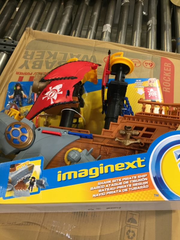Photo 2 of Fisher-Price Imaginext Shark Bite Pirate Ship, Playset with Pirate Figures and Accessories for Preschool Kids Ages 3 to 8 Years Standard Playset