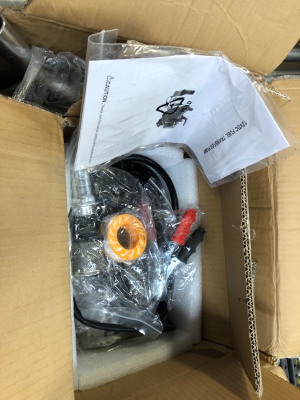 Photo 2 of 12V Gasoline Fuel Transfer Pump Kit, 15 GPM / 57 LPM Self-Priming Fuel Pump, 14' FT Discharge Hose, Suction Hose, Manual Nozzle and Power Cord, for Gasoline Diesel Kerosene Mineral Spirits Pump w/Accessories & Suction Hose
SLIGHTLY USED 