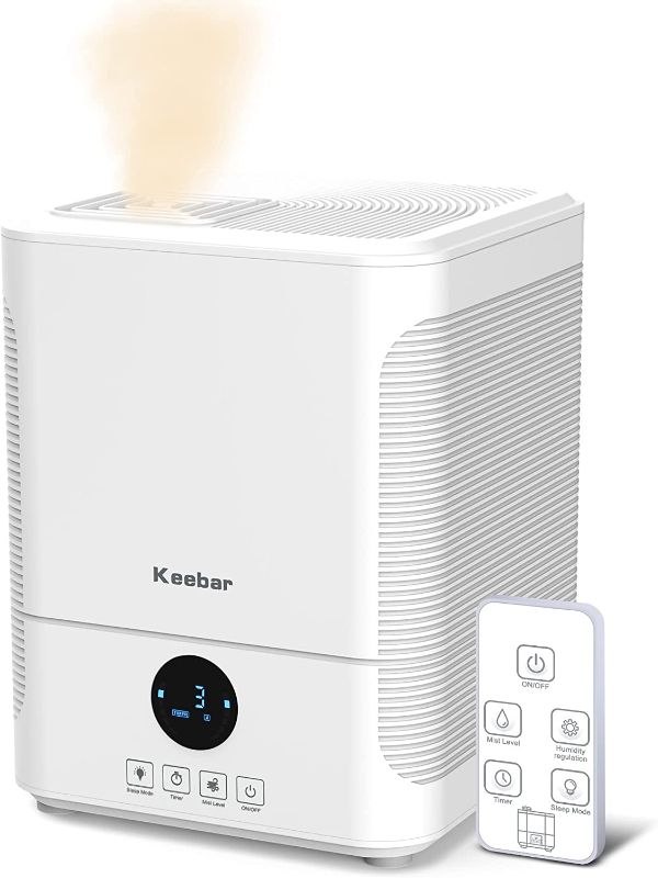 Photo 1 of Humidifiers for Large Room, Warm Mist Humidifier, Steam Humidifiers with 4L Detachable Top Fill Water Tank, 3 Mist Levels, Dry Burn Protection, Whisper Quiet, Sleep Mode, Timer, Keebar
