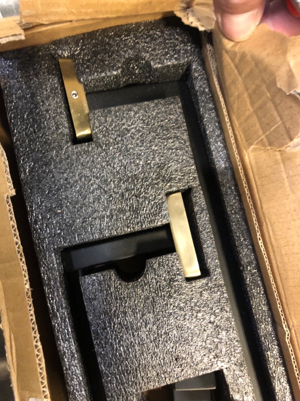 Photo 1 of 4-Pieces Bathroom Hardware Set Black Gold SUS304 Stainless Steel Square Style Wall Mounted Towel Rack Pack - Includes 24" Towel Single Bar, Hand Towel Bar, Toilet Paper Holder, Robe Towel Hook
