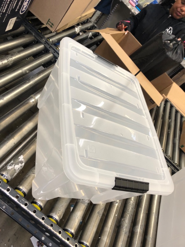 Photo 2 of 1---IRIS USA 53 Qt. Plastic Storage Bin Tote Organizing Container with Durable Lid and Secure Latching Buckles, Stackable and Nestable, clear with Black Buckle f) 53 Qt. 