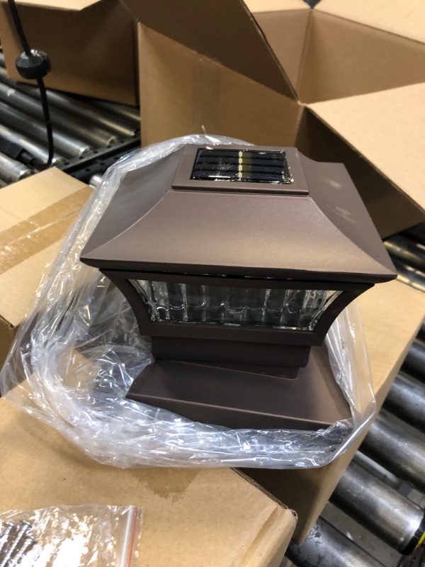 Photo 4 of 4---GreenLighting Tokyo #6 Aluminum Solar Post Cap Light - LED Light for 4 x 4 Wood or 6 x 6 PVC Posts (Bronze)
