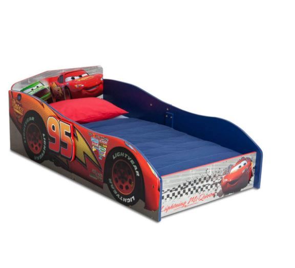 Photo 1 of Delta Children Disney/Pixar Cars Wood Toddler Bed + Serta Perfect Slumber Dual Sided Recycled Fiber Core Crib and Toddler Mattress Disney/Pixar Cars Toddler Bed 