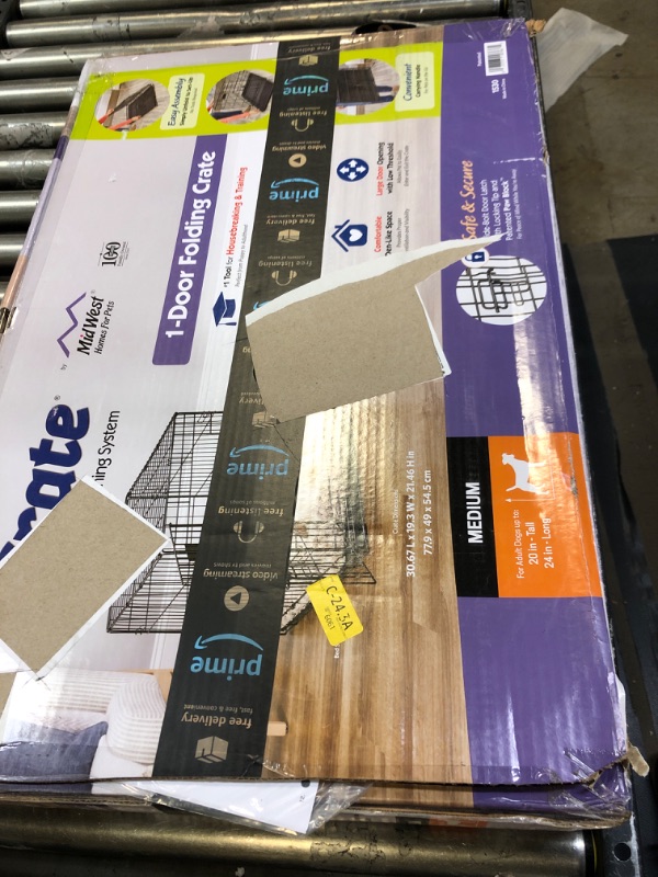 Photo 1 of MidWest Homes for Pets Newly Enhanced Single & Double Door iCrate Dog Crate, Includes Leak-Proof Pan, Floor Protecting Feet , Divider Pane l & New Patented Features 30-Inch w/Divider Single Door