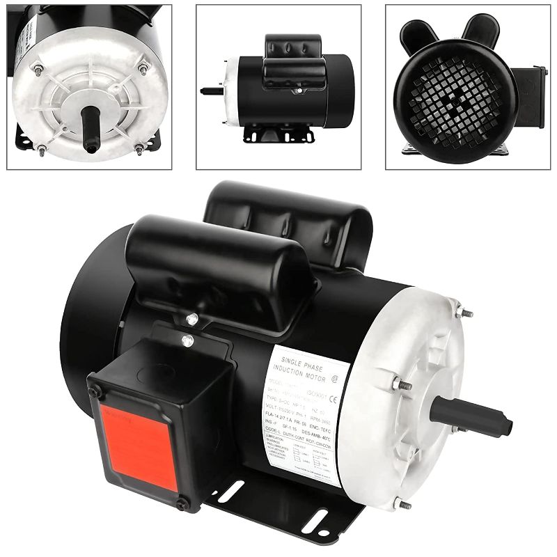 Photo 1 of 1.5HP Electric Motor 3450RPM General Purpose Single Phase Motor 115/230V 56 Frame 5/8“ Shaft Diameter CW/CCW TEFC 2Pole
