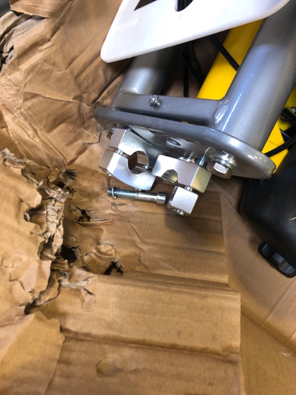 Photo 1 of Razor MX650 Dirt Rocket Electric-Powered Dirt Bike with Authentic Motocross Dirt Bike Geometry, Rear-Wheel Drive, HighTorque, Chain-Driven Motor, for Kids 13+, Yellow-----missing some hardware -----unable to test 