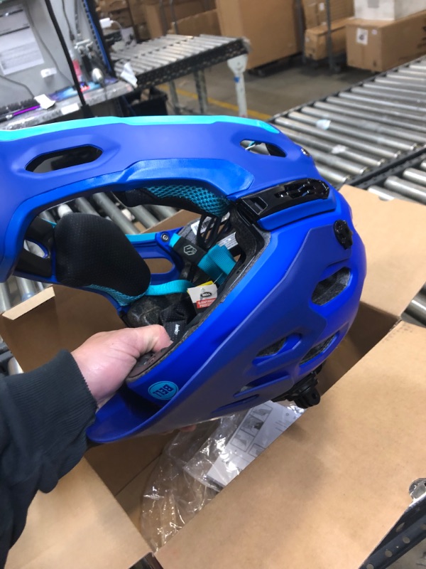 Photo 2 of BELL Super 3R MIPS Adult Mountain Bike Helmet Matte Blue/Bright Blue (2023) Medium (55-59 cm), MINOR USED 