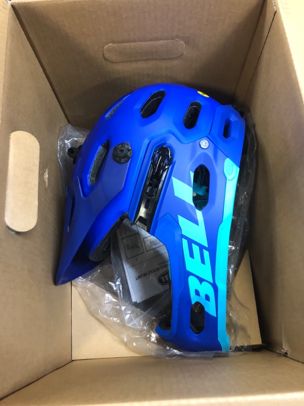 Photo 3 of BELL Super 3R MIPS Adult Mountain Bike Helmet Matte Blue/Bright Blue (2023) Medium (55-59 cm), MINOR USED 