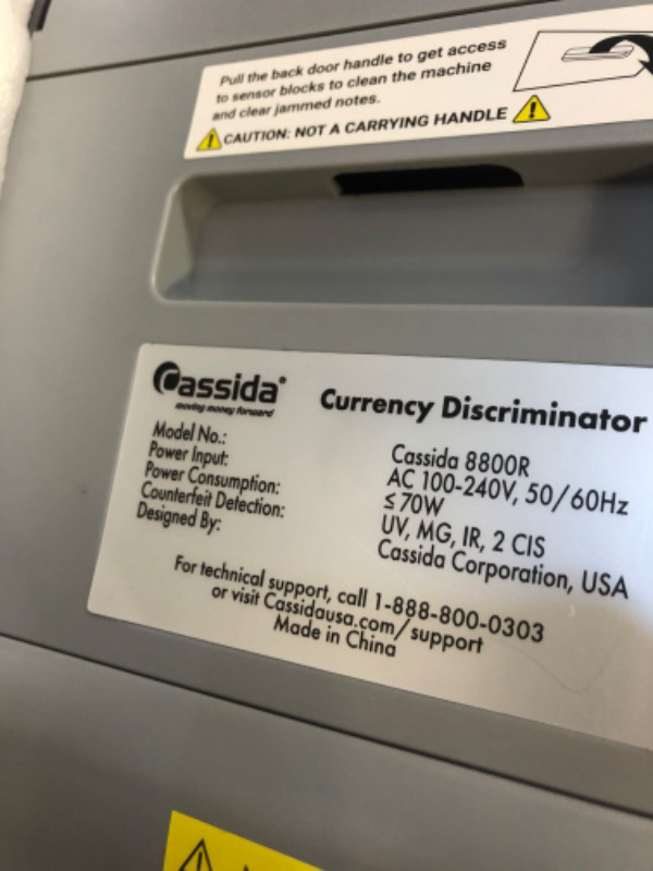 Photo 4 of Cassida 8800R USA Premium Bank-Grade Mixed Denomination Money Counter Machine, Advanced Counterfeit Detection, Multi-Currency, 3-Year Warranty, Includes External Display, Printing Enabled