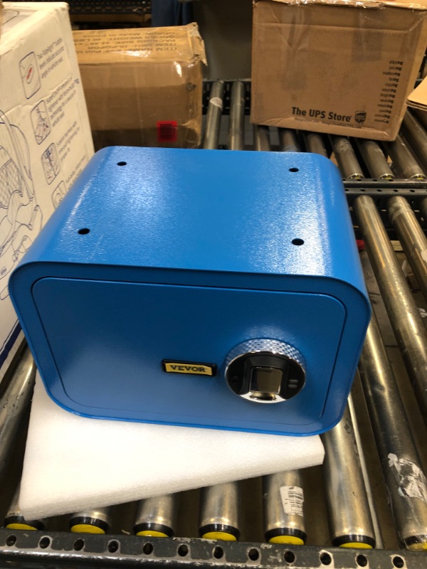 Photo 2 of VEVOR Safe Box, 1 Cubic Foot Money Safe with Fingerprint Lock and Key Lock, Alloy Steel Home Safes with 2 Keys, Wall-Mounted Security Safe for Cash, Watch, Jewelry, Passports, Documents (Blue)----keys might be inside the safe if u can open it some other w