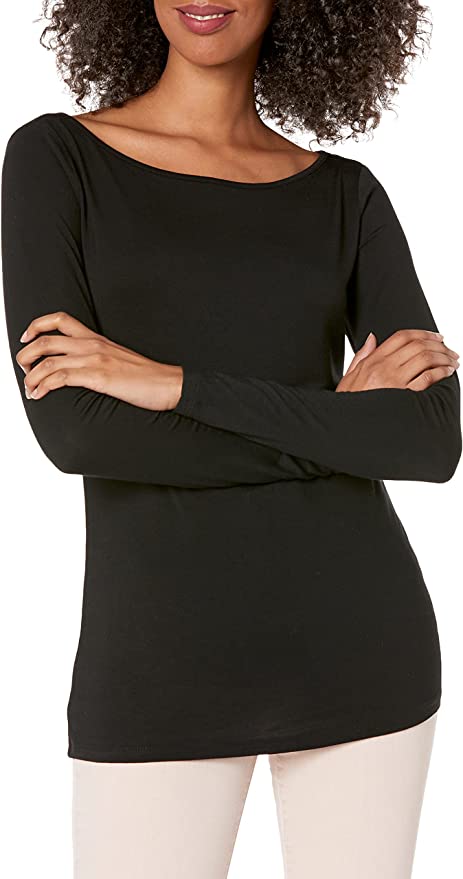 Photo 1 of Daily Ritual Women's Jersey Long-Sleeve Bateau Neck T-Shirt - SMALL -