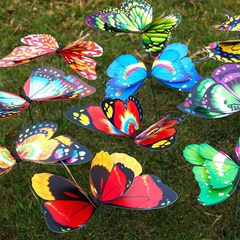 Photo 1 of 36 Pieces 3D Giant Butterfly Garden Stakes Decorations 9 Inch Large Butterflies Garden Decor Lawn Yard Patio Ornaments Butterfly Party Birthday Decorations PVC Gardening Art Christmas Whimsical Gifts