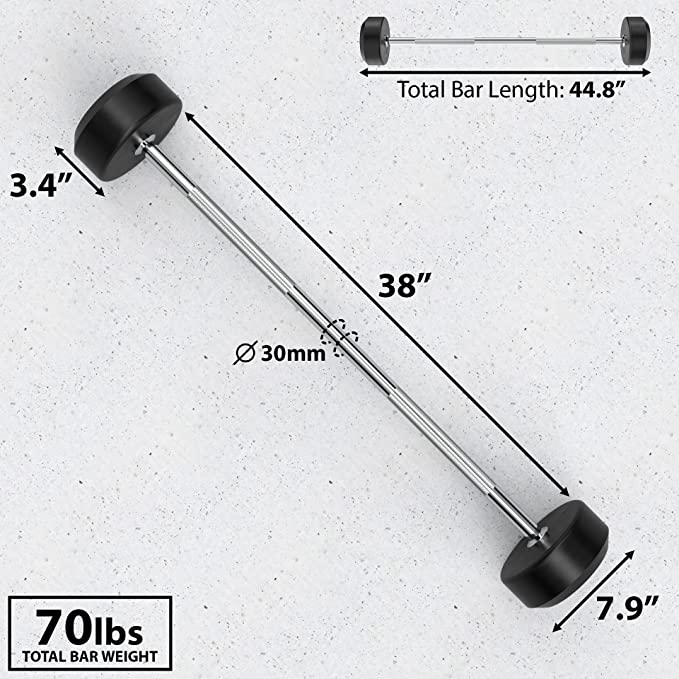 Photo 2 of 
Synergee Fixed Barbell Pre Weighted Straight Steel Bar with Rubber Weights - Fixed Weight-- 70 LBS