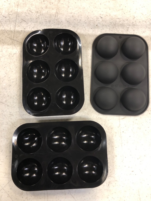 Photo 3 of 3 Pack Silicone Mold for Hot Chocolate Bomb,Half Sphere Baking Mold for Making Chocolate, Cake, Jelly, Dome Mousse,Handmade Soap (Black)