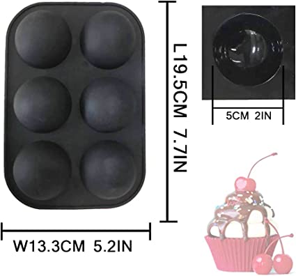 Photo 2 of 3 Pack Silicone Mold for Hot Chocolate Bomb,Half Sphere Baking Mold for Making Chocolate, Cake, Jelly, Dome Mousse,Handmade Soap (Black)