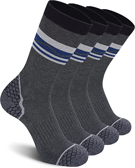 Photo 1 of 4 Pack Men's Merino Wool Hiking Socks Cushioned Warm Winter Thermal Crew Socks L
