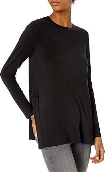 Photo 1 of Daily Ritual Women's Soft Rayon Jersey Crew Neck Long-Sleeve Split-Hem Tunic MEDIUM
