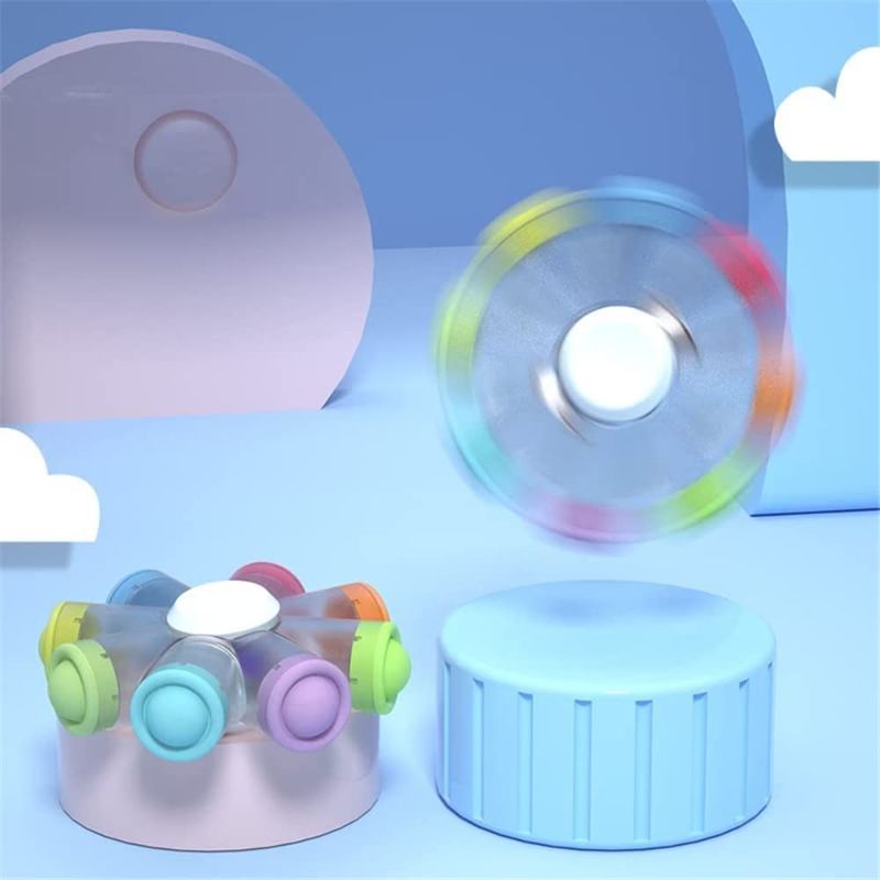 Photo 1 of 2 PACK ----Luminous LED Popper Fidget Toys, Finger Spinner 2 Pack, Novelty Toys for Kids Adults,Birthday Gift for Children, Classroom Prizes, Boy Girl for ADHD Anxiety Stress Reducer Toy for Party
